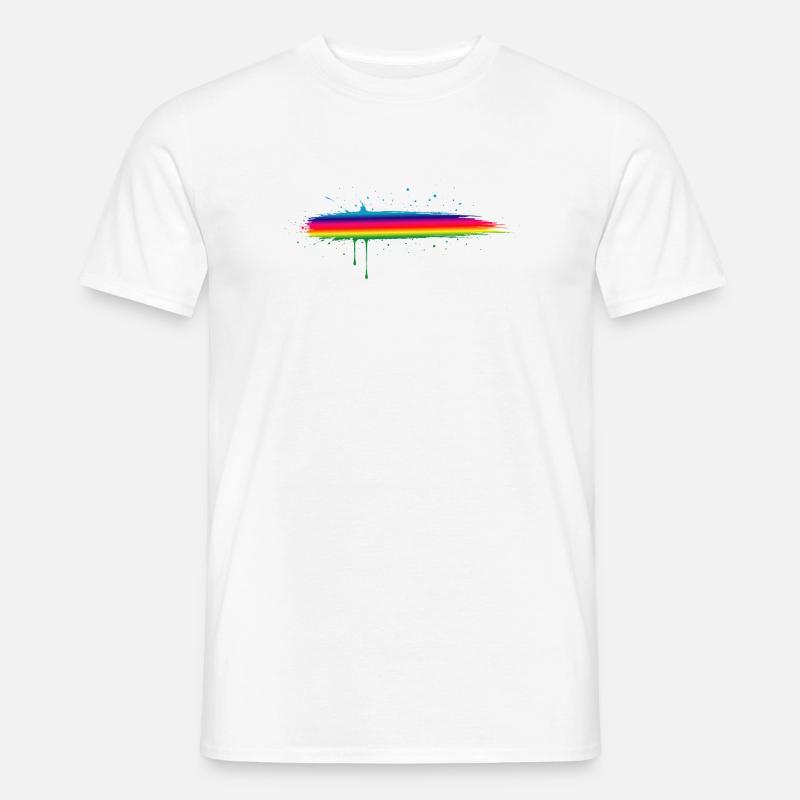 Regenbogen Pinselstrich Farbverlauf Splash - Männer T-Shirt - Weiß