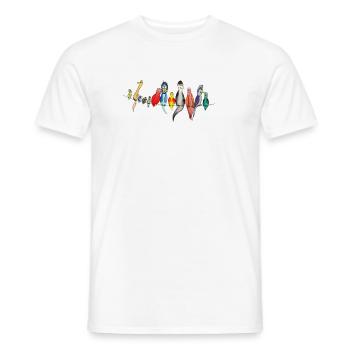 Colorful birds on a leash - Men's T-Shirt - white - Front - AI Model Male 178 dark (178cm)