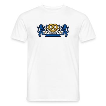 München Wappen Bayern Löwen Brezel Biergarten - Männer T-Shirt - Weiß - Vorne - AI Model Male 178 dark (178cm)