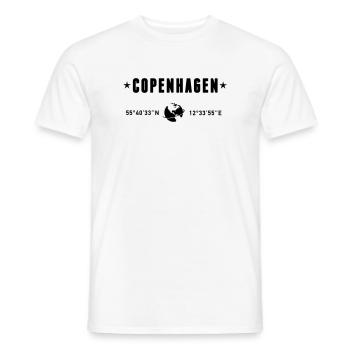 Copenhagen Denmark Coordinates Planet Earth - Men's T-Shirt - white - Front - AI Model Male 178 dark (178cm)