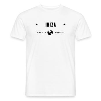 Ibiza Spain Coordinates Gps Globe - Men's T-Shirt - white - Front - AI Model Male 178 dark (178cm)