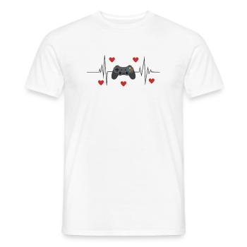 Herz_fuer_Gaming - Men's T-Shirt - white - Front - AI Model Male 178 dark (178cm)