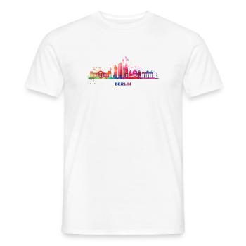 Skyline Bunt Berliner Stadtbild Berlin - Männer T-Shirt - Weiß - Vorne - AI Model Male 178 dark (178cm)