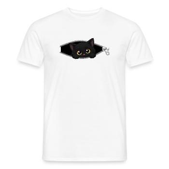 Cute Kitten Zipper Cat - Men's T-Shirt - white - Front - AI Model Male 178 dark (178cm)