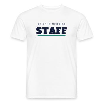 Lettrage du Staff College - Équipe du personnel - T-shirt homme - blanc - Devant - AI Model Male 178 dark (178cm)