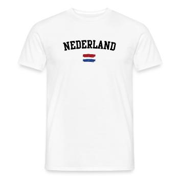 Brushstroke T-Shirt mit holländischer Flagge - Männer T-Shirt - Weiß - Vorne - AI Model Male 178 dark (178cm)