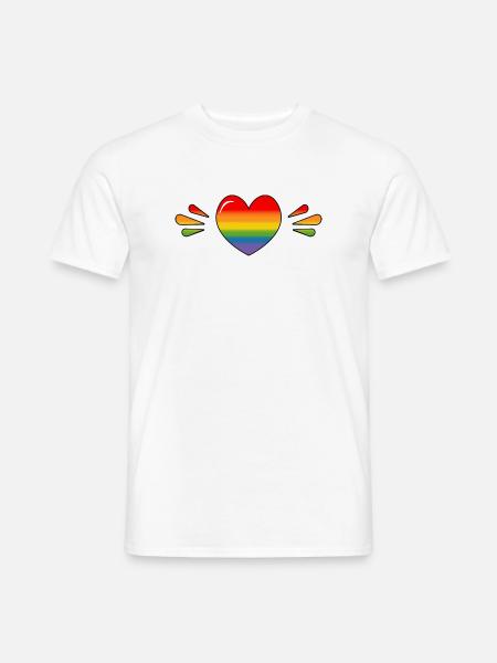 Rainbow Sparkling heart - Men's T-Shirt - white