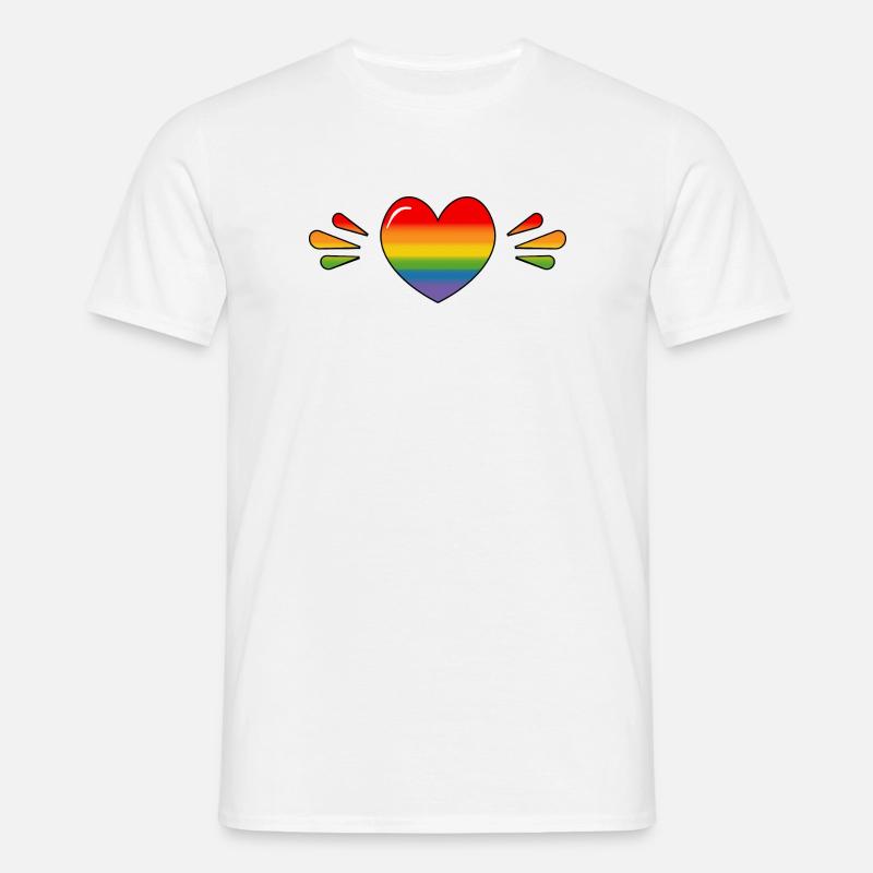 Rainbow Sparkling heart - Männer T-Shirt - Weiß