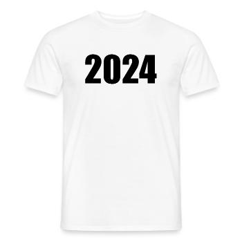 2024 blanc Nouvel An Nouvel An noir - T-shirt homme - blanc - Devant - AI Model Male 178 dark (178cm)