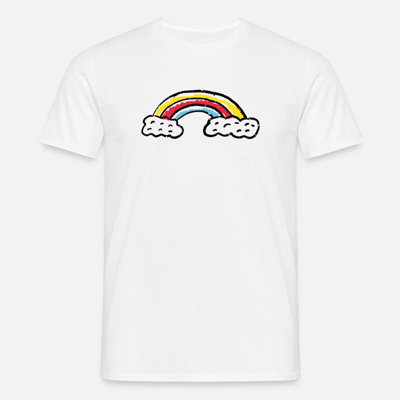 Regenbogen-Pinsel-Bogenstriche - Männer T-Shirt - Weiß