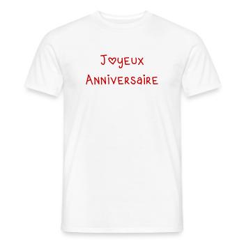 HAPPY BIRTHDAY. HAPPY BIRTHDAY. ANNIVERSARY. - Men's T-Shirt - white - Front - AI Model Male 178 dark (178cm)