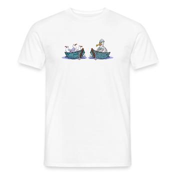 Seagulls bateau marins amour oiseaux de mer Saint-Valentin - T-shirt homme - blanc - Devant - AI Model Male 178 dark (178cm)