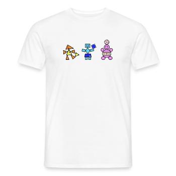 Geometric Playful Robots and Bear  - Men's T-Shirt - white - Front - AI Model Male 178 dark (178cm)
