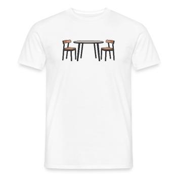 Contemporary Dining Set Illustration - Men's T-Shirt - white - Front - AI Model Male 178 dark (178cm)
