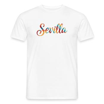 Sevilla Regenbogen Script - Männer T-Shirt - Weiß - Vorne - AI Model Male 178 dark (178cm)