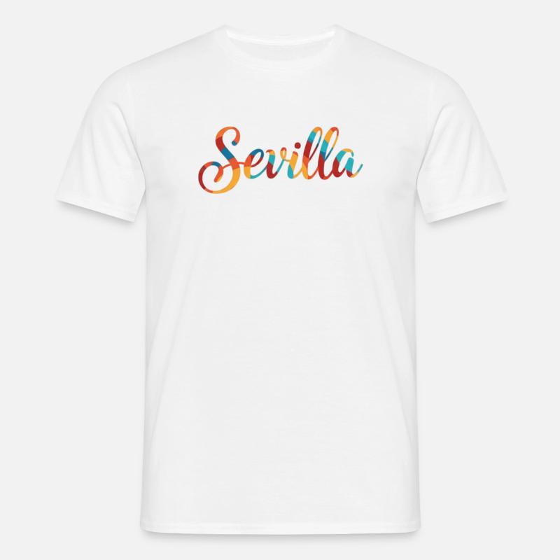 Sevilla Regenbogen Script - Männer T-Shirt - Weiß