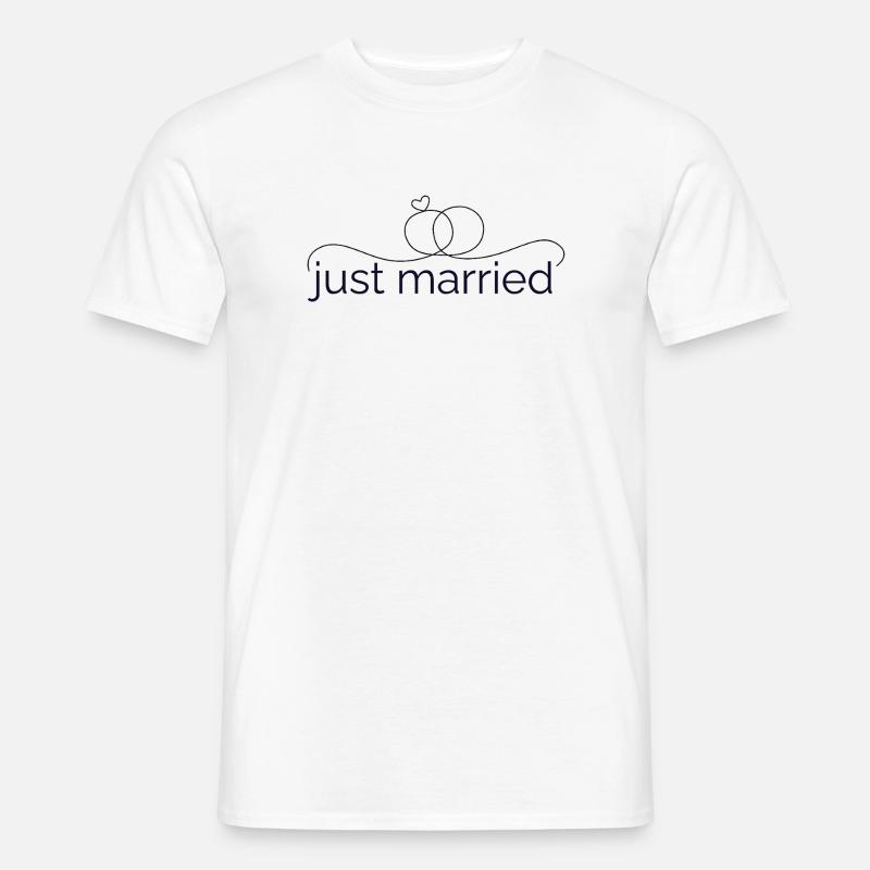 Frisch verheiratet - Liniendesign mit Trauring! - Männer T-Shirt - Weiß