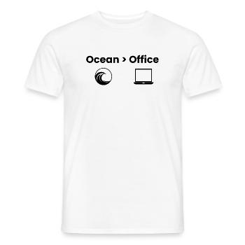 Ocean > Office Adventure Shirt - Men's T-Shirt - white - Front - AI Model Male 178 dark (178cm)