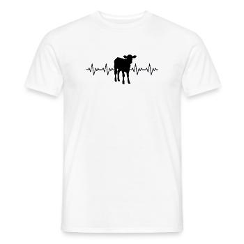 Bauer Kalb EKG Herzschlag - Männer T-Shirt - Weiß - Vorne - AI Model Male 178 dark (178cm)