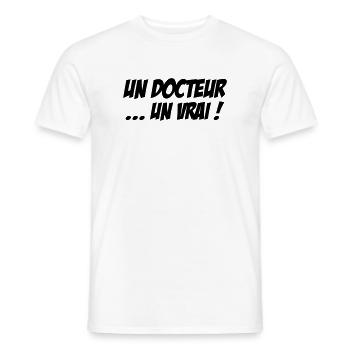 Un docteur un vrai humour profession médicale - T-shirt homme - blanc - Devant - AI Model Male 178 dark (178cm)