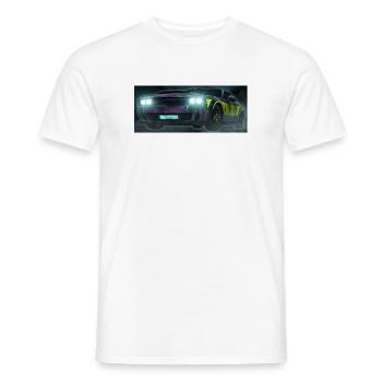 Flash Check Neon Stripe Car - Men's T-Shirt - white - Front - AI Model Male 178 dark (178cm)
