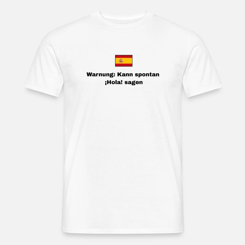 Spanien Flagge, Schwarze Schrift - Männer T-Shirt - Weiß