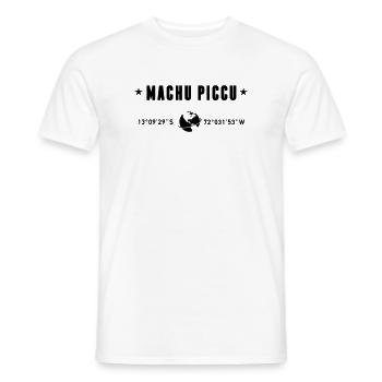 Machu Picchu Peru Coordinates Globe - Men's T-Shirt - white - Front - AI Model Male 178 dark (178cm)