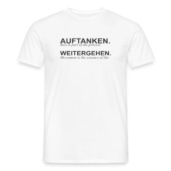 Auftanken & Weitergehen - Repos & Progrès - T-shirt homme - blanc - Devant - AI Model Male 178 dark (178cm)