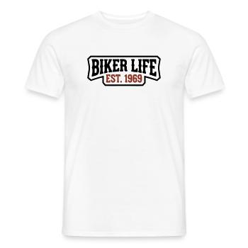 Logo de lettrage Biker Life - T-shirt homme - blanc - Devant - AI Model Male 178 dark (178cm)