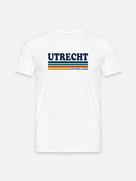 Utrecht Niederlande Retro-Streifen - Männer T-Shirt - Weiß