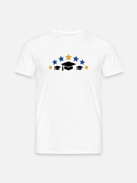 Doktorhuete Sterne Abschluss Logo - Männer T-Shirt - Weiß