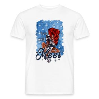 Ich will Meer Spruch Illustration Mädchen - Männer T-Shirt - Weiß - Vorne - AI Model Male 178 dark (178cm)
