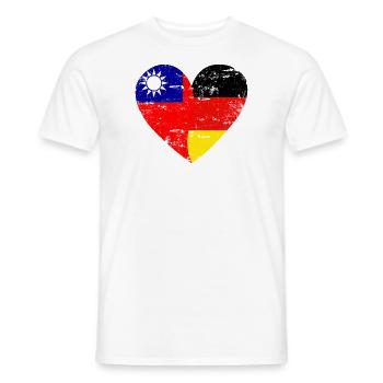 Taiwan Germany Flag Heart - Men's T-Shirt - white - Front - AI Model Male 178 dark (178cm)