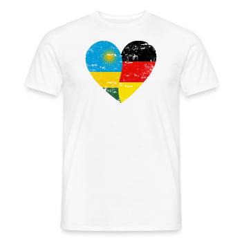 Ruanda Deutschland Flaggenherz - Männer T-Shirt - Weiß - Vorne - AI Model Male 178 dark (178cm)