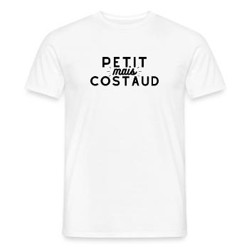 Petit mais costaud. t-shirt mode cool drôle - T-shirt homme - blanc - Devant - AI Model Male 178 dark (178cm)