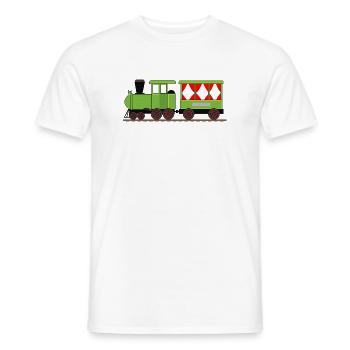 Chemin de fer de train de locomotive à vapeur - T-shirt homme - blanc - Devant - AI Model Male 178 dark (178cm)
