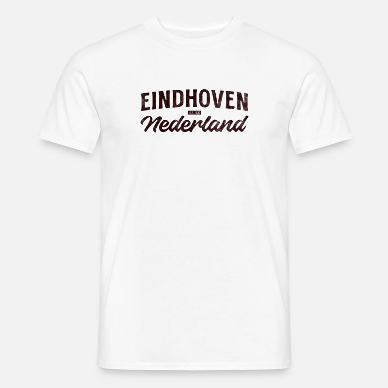 Eindhoven Nederland Script Logo - Männer T-Shirt - Weiß
