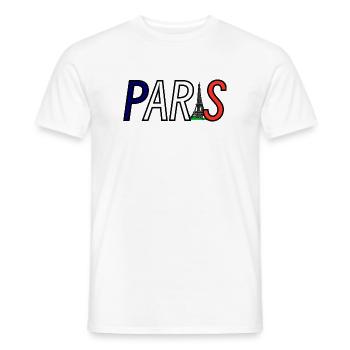Silhouette parisienne avec jeu de couleurs de la tour Eiffel - T-shirt homme - blanc - Devant - AI Model Male 178 dark (178cm)