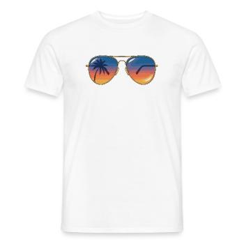 Sunglasses Sunset Palm  - Men's T-Shirt - white - Front - AI Model Male 178 dark (178cm)