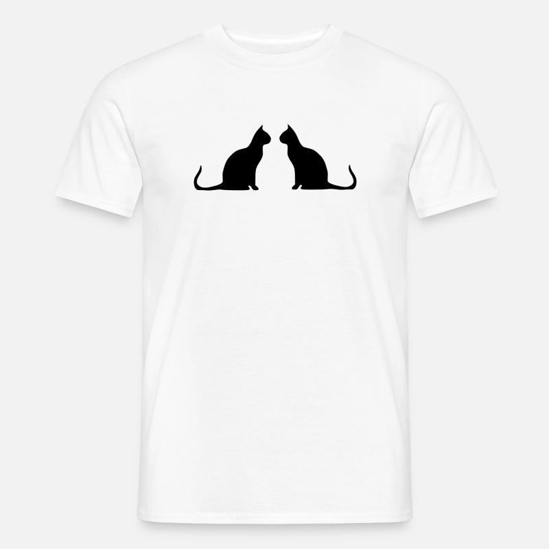 Schwarze Katze 2 Katzen Silhouetten Geschenk - Männer T-Shirt - Weiß