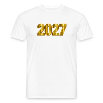 NEU – 2027 Lädt! - Männer T-Shirt - Weiß - Vorne - AI Model Male 178 dark (178cm)