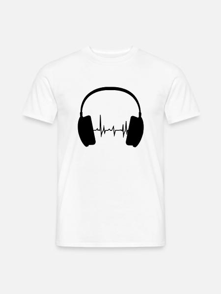 Headphone and Beat - Männer T-Shirt - Weiß