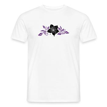Lily avec des feuilles. Ornement. - T-shirt homme - blanc - Devant - AI Model Male 178 dark (178cm)