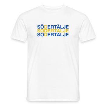 SÖDERTÄLJE - Suède - Drapeau suédois - T-shirt homme - blanc - Devant - AI Model Male 178 dark (178cm)