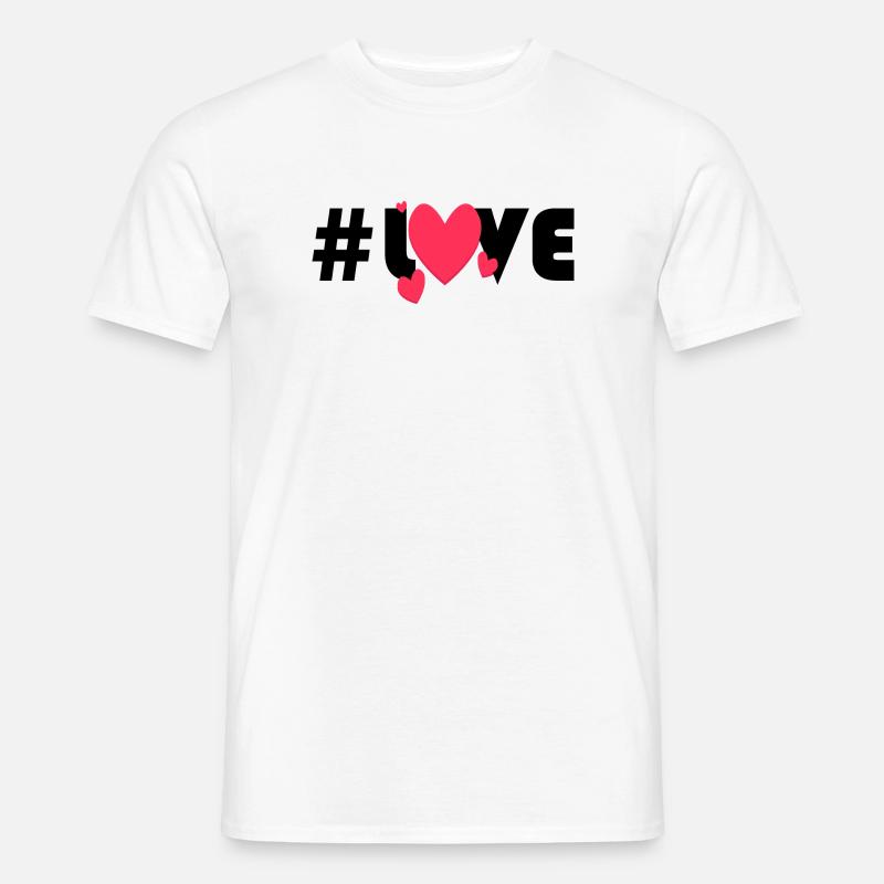 Rote Herzen auf schwarzem Hintergrund - Männer T-Shirt - Weiß