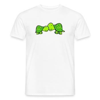 2 tortues se câlinant, un doux couple qui s'embrasse, une équipe amoureuse - T-shirt homme - blanc - Devant - AI Model Male 178 dark (178cm)