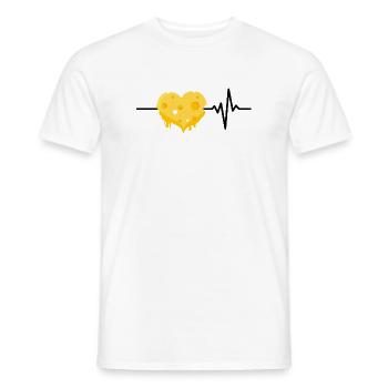 Käse ist mein Leben, Herzschlag, Cheese Lover - Männer T-Shirt - Weiß - Vorne - AI Model Male 178 dark (178cm)