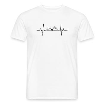 Book Heartbeat - Men's T-Shirt - white - Front - AI Model Male 178 dark (178cm)