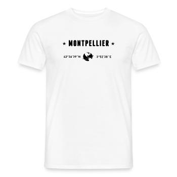 Montpellier France Coordonnées Gps Globe - T-shirt homme - blanc - Devant - AI Model Male 178 dark (178cm)