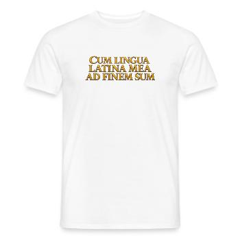 Lateinische Goldschrift Aufdruck - Männer T-Shirt - Weiß - Vorne - AI Model Male 178 dark (178cm)
